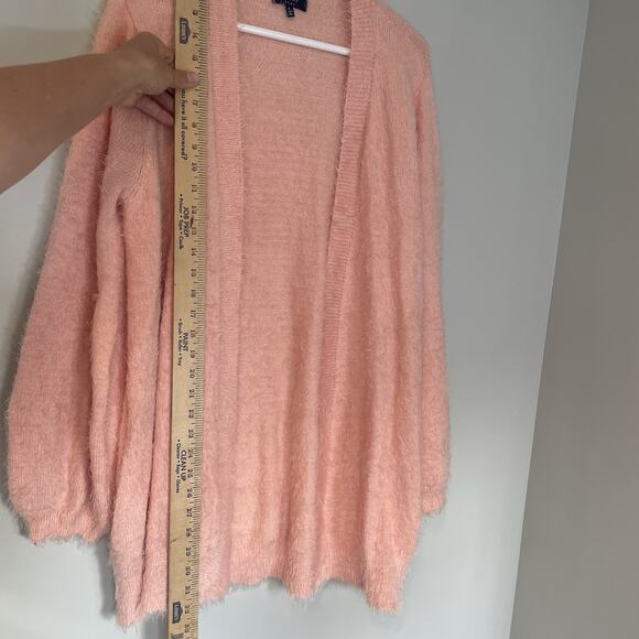 Kaari Blue Open Front Cardigan Fuzzy Sweater Petal Pink Womens Size Large Cozy - Picture 4 of 7